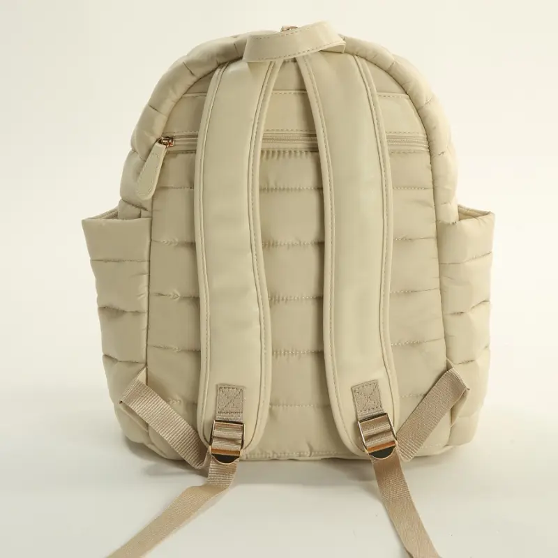 Sac à dos en cuir et tissu pour soins bébé et mère Beige MY Collection