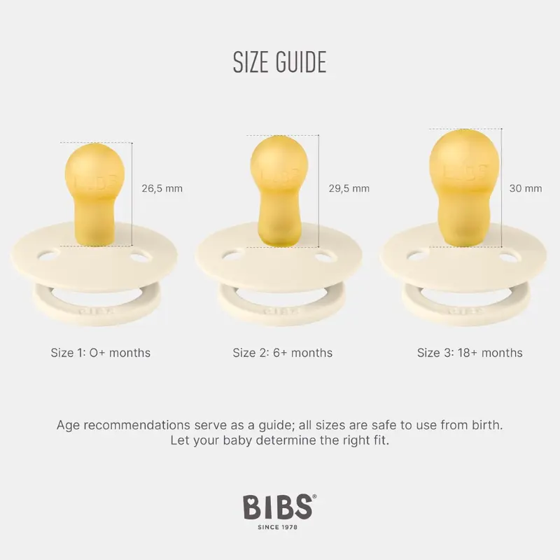 Sucette Bibs Color Lot de 2 – Ronde, Latex Naturel, Sans BPA – Ivoire & Sauge