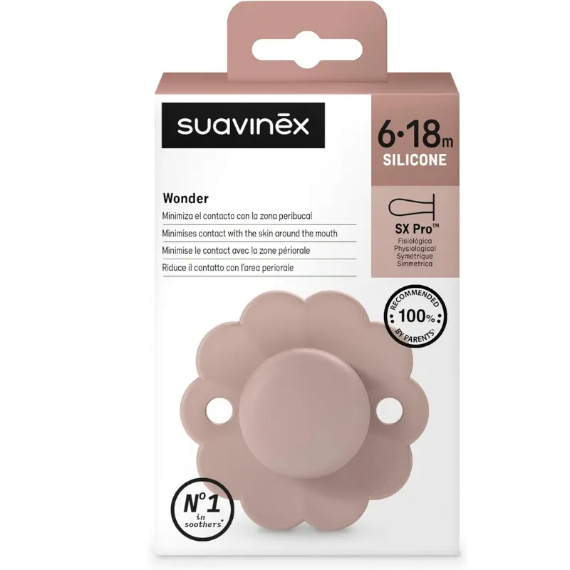 Sucette ronde Suavinex Wonder – Mauve – Tétine symétrique SX PRO