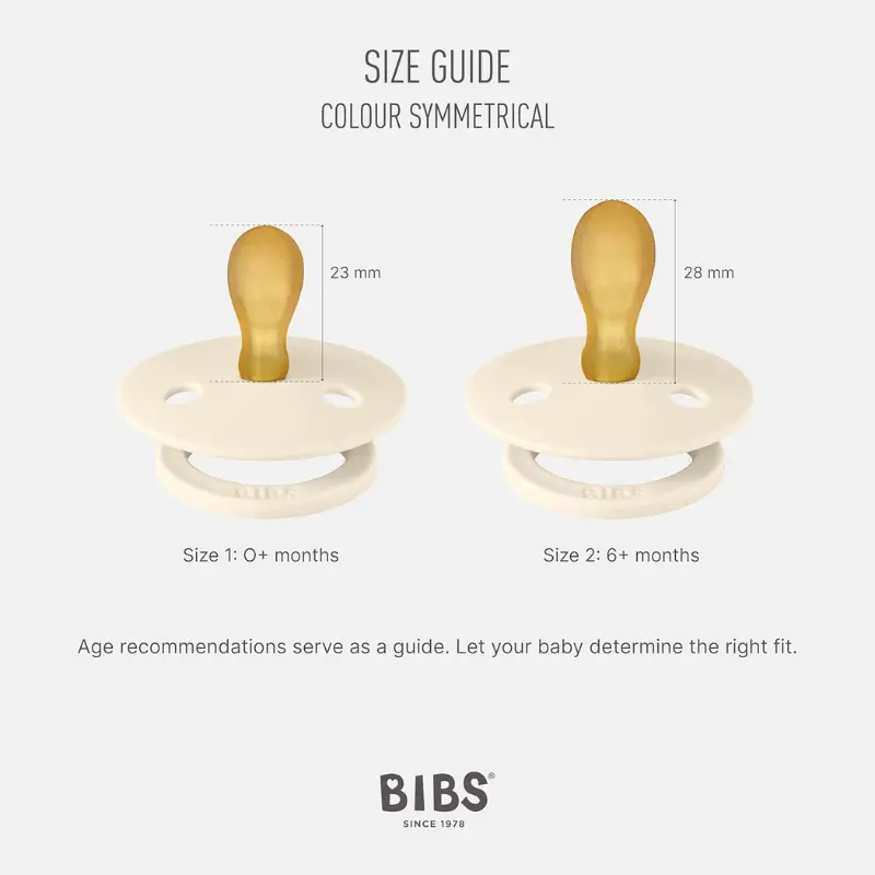Sucettes BIBS Colour Symétriques – Sans BPA, Tétine Symétrique en Latex Naturel – Ivoire/Sauge