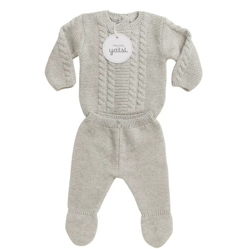 xx Tenue tricotée bébé en laine douce gris clair – Mini Yatsi