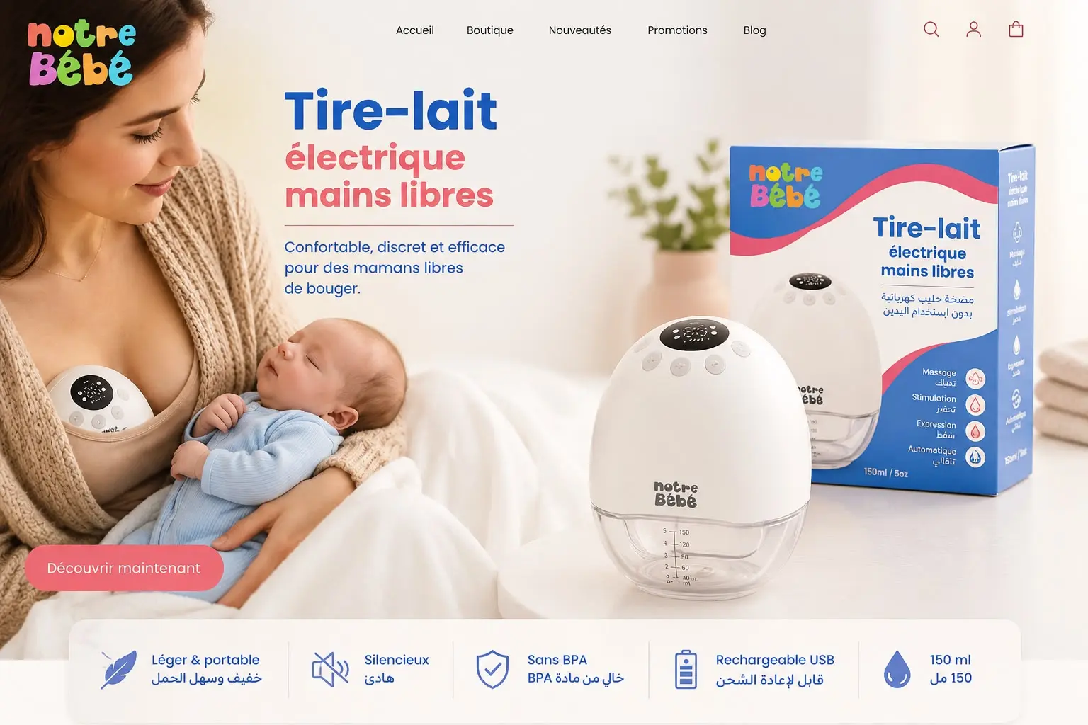 Tire-lait Électrique Mains Libres Notre Bébé