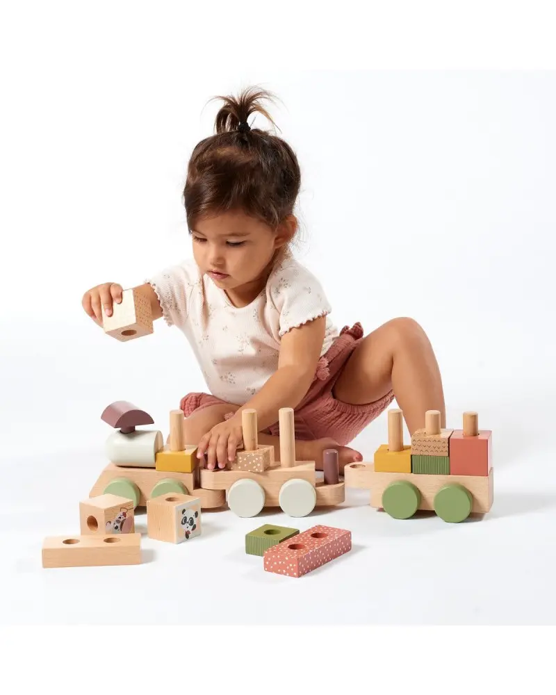 Train empilable en bois Boho Chic
