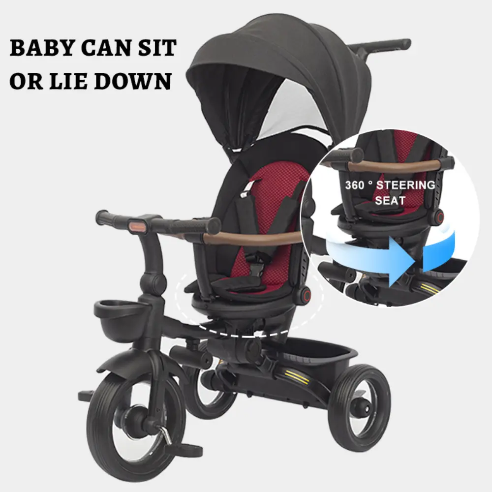 Tricycle pliable 7 en 1 pour enfants de 6 mois à 5 ans Gris