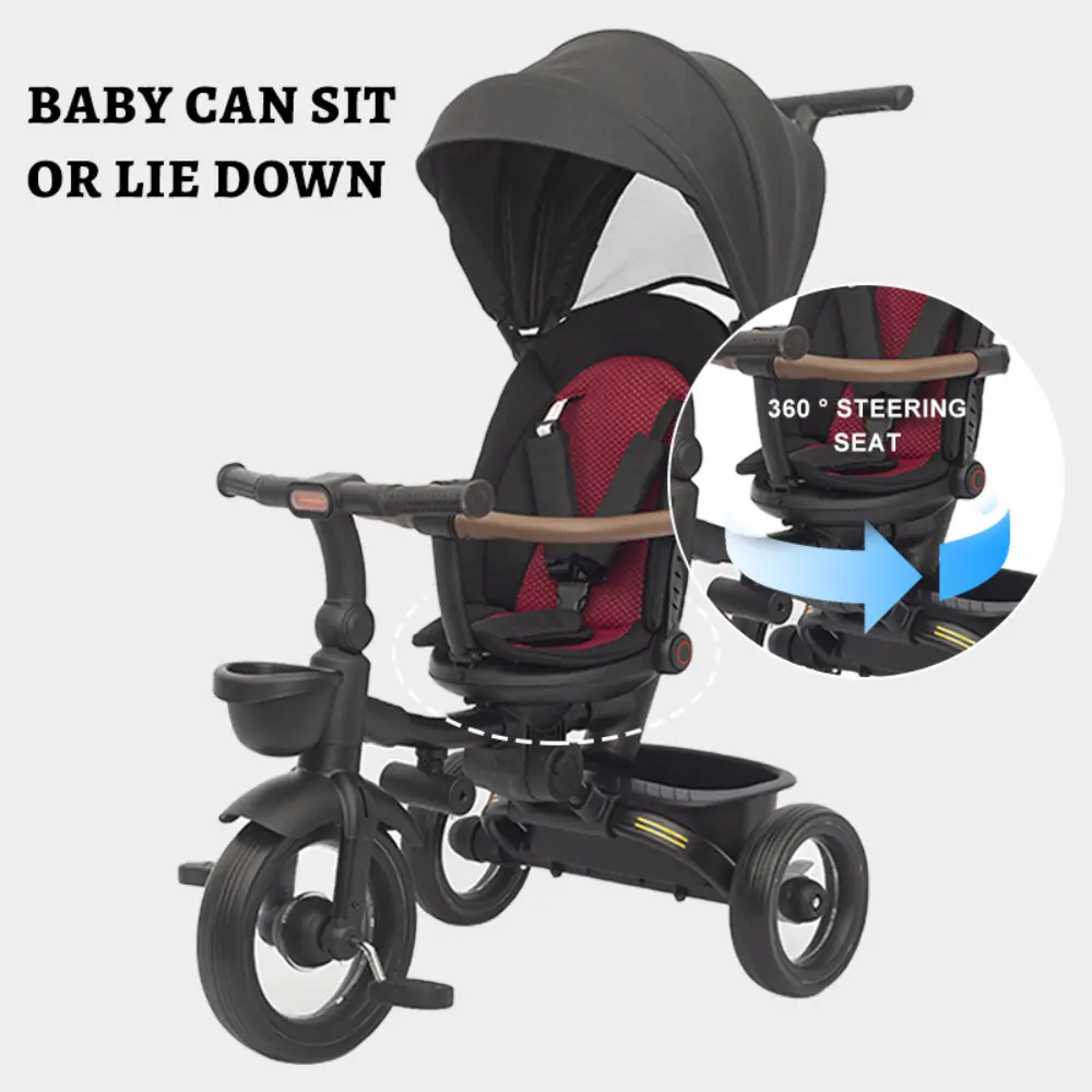 Tricycle pliable 7 en 1 pour enfants de 6 mois à 5 ans Noir