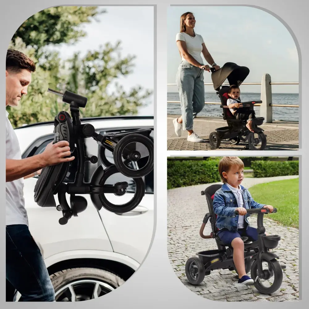 Tricycle pliable 7 en 1 pour enfants de 6 mois à 5 ans Rose
