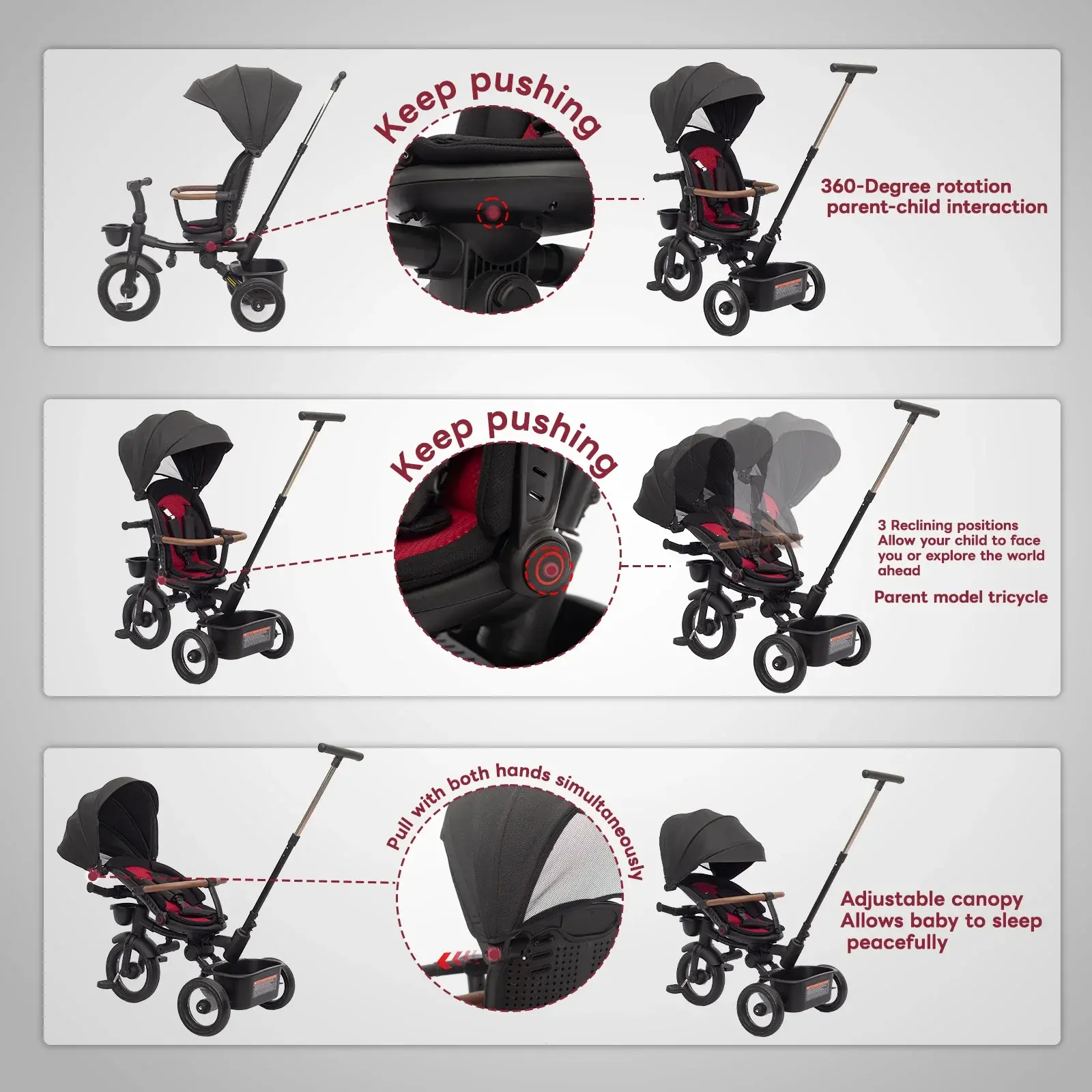 Tricycle pliable 7 en 1 pour enfants de 6 mois à 5 ans