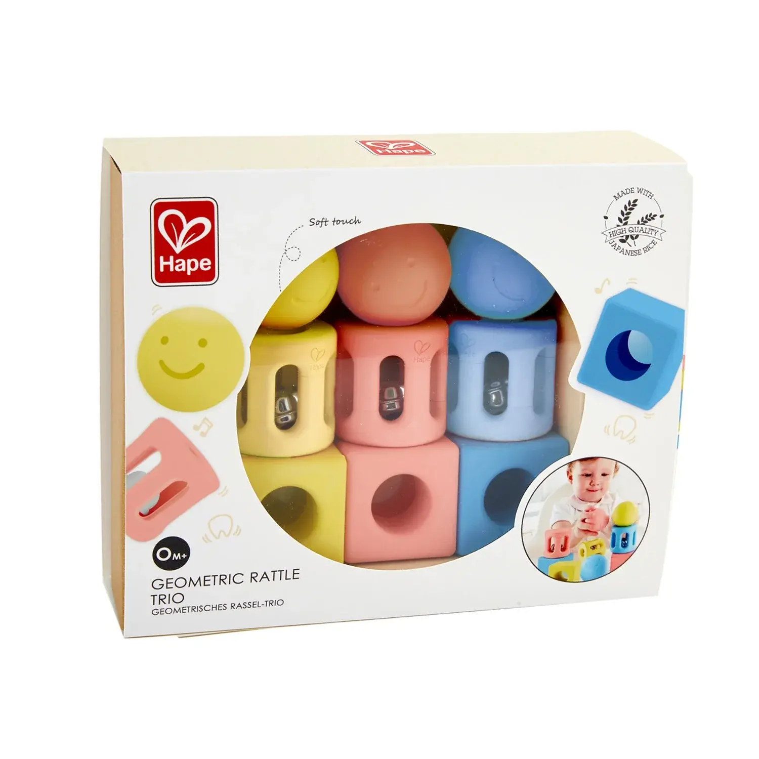Trio de jouets géométriques en riz