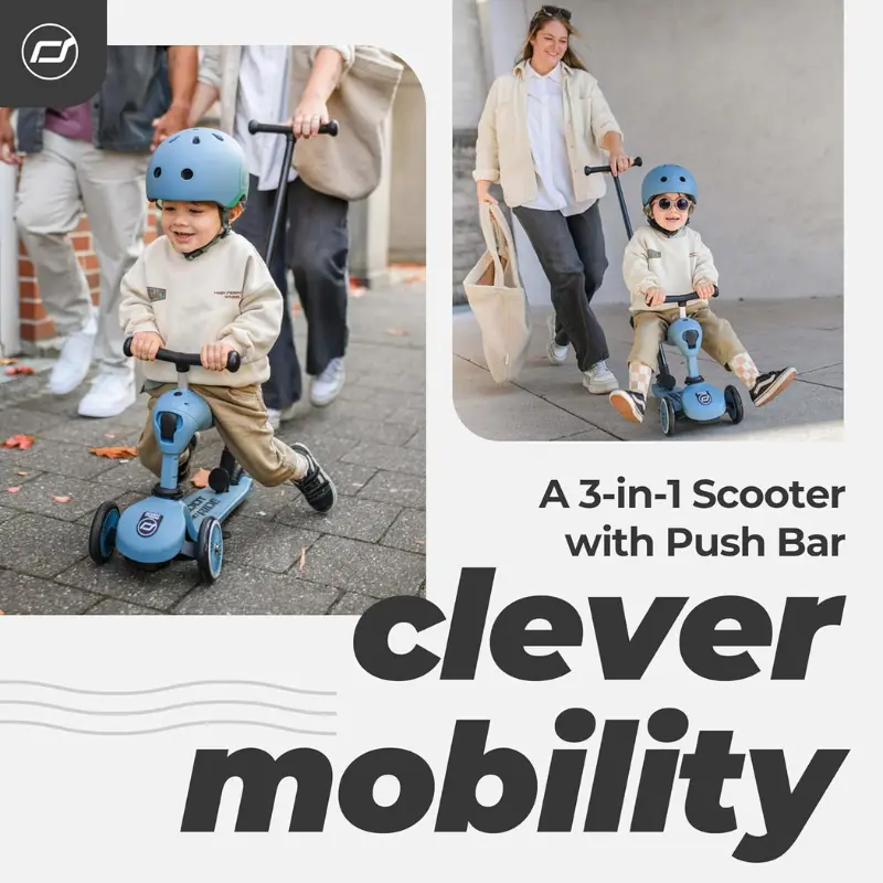 Trottinette 2 en 1 pour enfant avec guidon Bleu - SCOOT AND RIDE