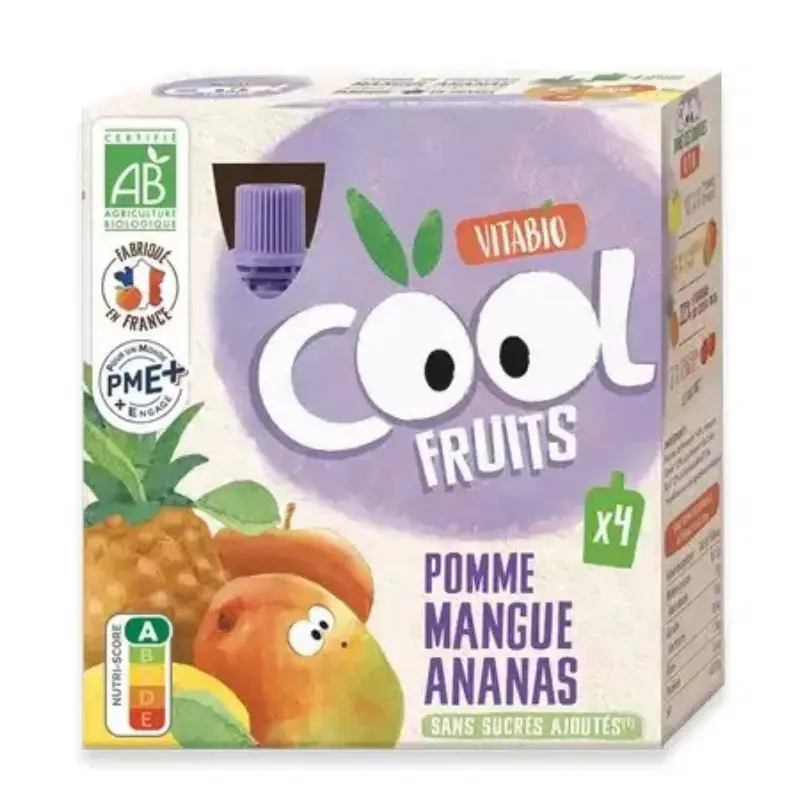 xx Vitabio Cool Fruits Pomme Mangue Ananas 4x90g
