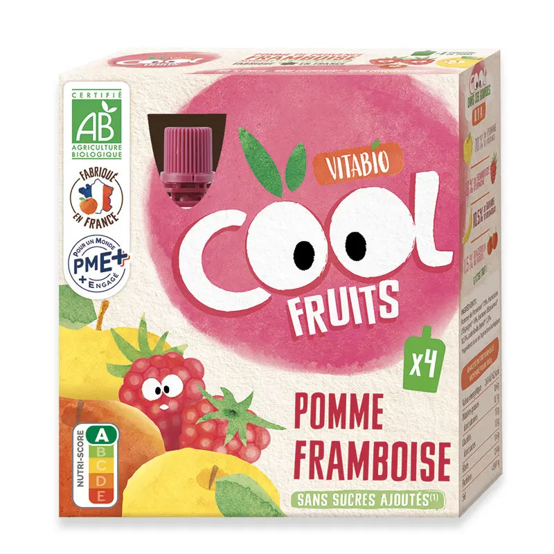 xx Vitabio Cool – Gourdes Fruits Pomme Framboise 4×90 g