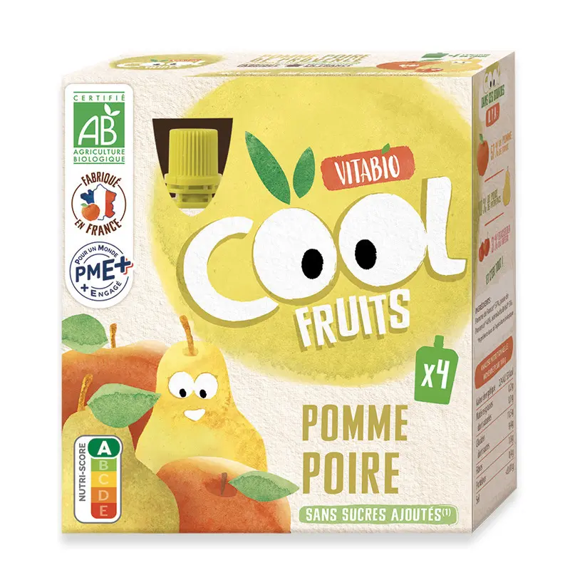 xx Vitabio Cool – Gourdes Fruits Pomme Poire de provence 4×90 g