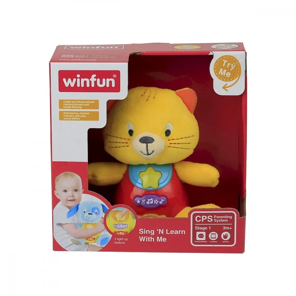xx WinFun – Peluche pour bébé Qui Parle en français et Diffuse des lumières