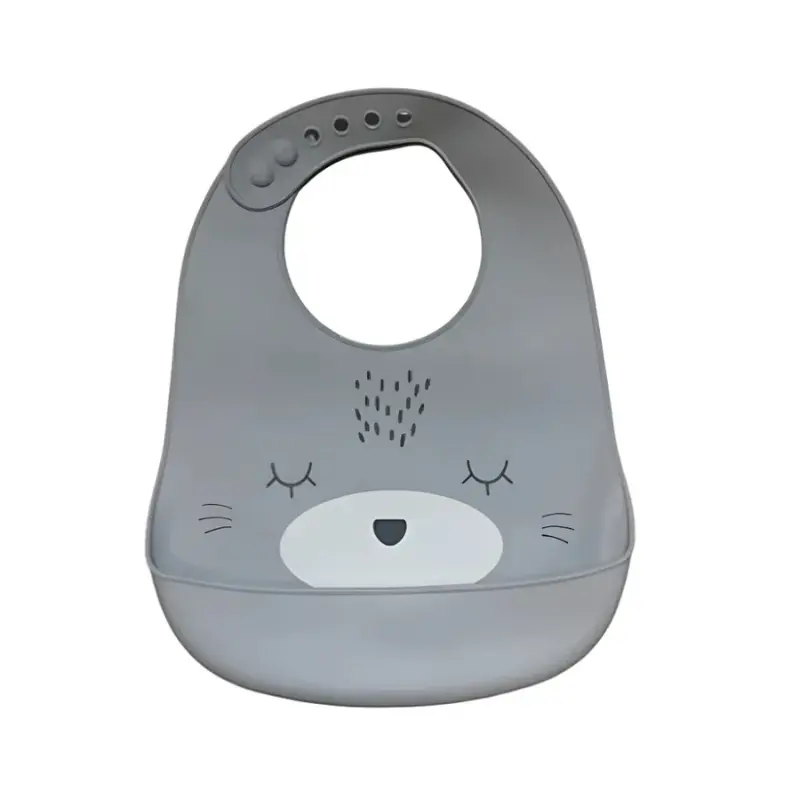 xx YUMMY Bavoir Chat en Silicone avec Poche 9M+