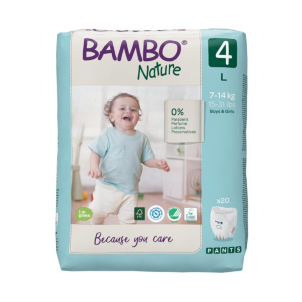 Culottes d’apprentissage Bambo Nature Taille 4 (7-14kg) 20 unités