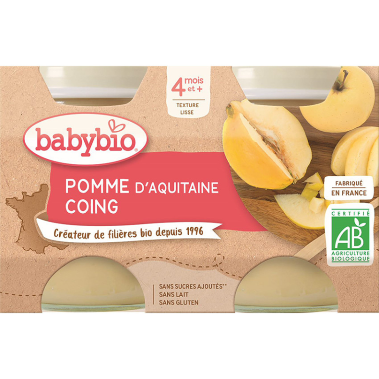 Petits pots sucrés de Pomme et Coing 2x130g - Babybio