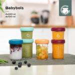 Set de 8 Babybols en verre 100ml et 220ml + recettes - Babymoov