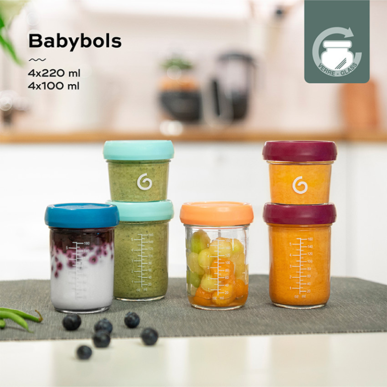 Set de 8 Babybols en verre 100ml et 220ml + recettes - Babymoov