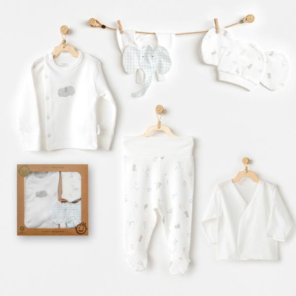 Andywawa Ensemble de sortie d'hôpital 5 pièces pour bébé garçon Animaux Blanc