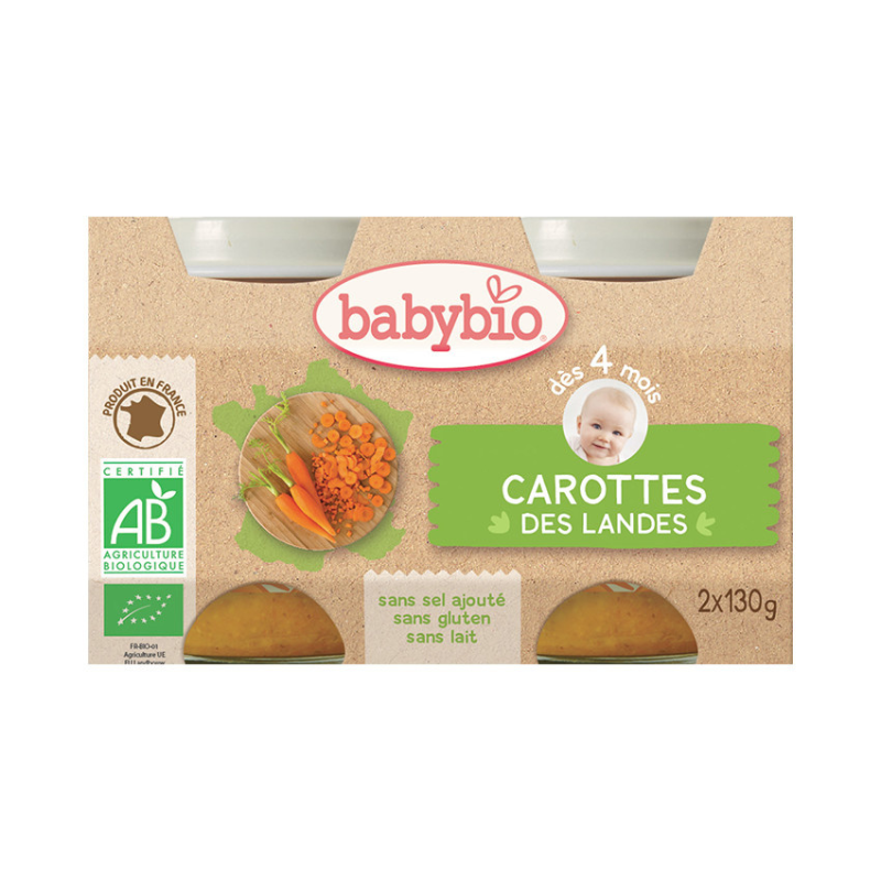 Petit pot carotte bio des Landes - 2x130g - Babybio