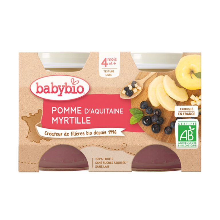 Petit pot pomme myrtille bio - 2x130g - Babybio