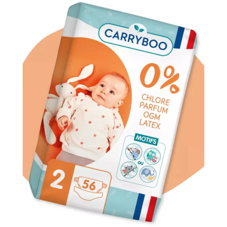 Carryboo Couches Écologiques Taille 2 (3-6kg) 56 unités
